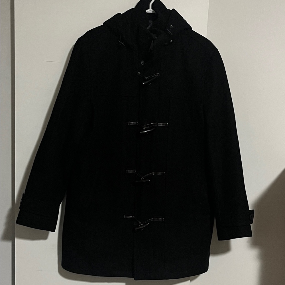 Andrew Marc Men's Black Hooded Trench Coat